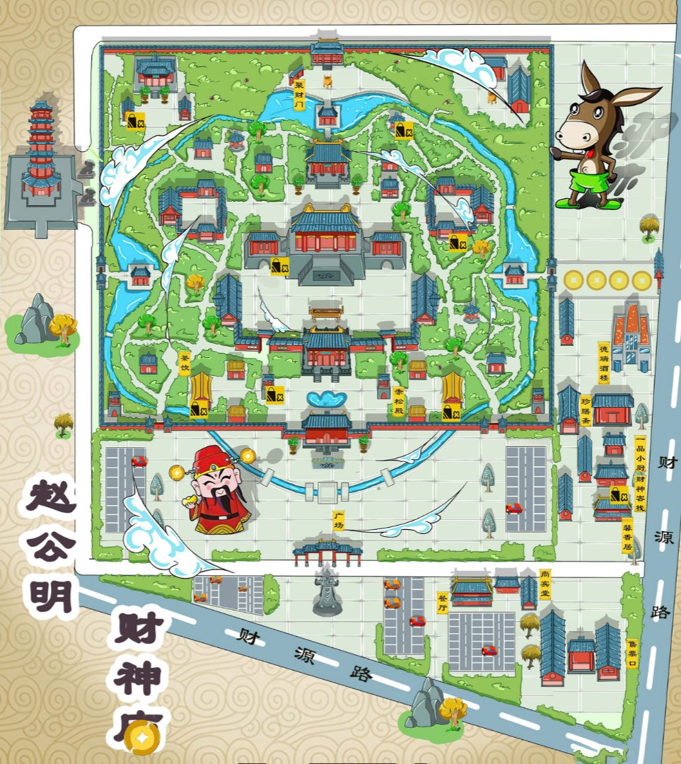 横林镇寺庙类手绘地图